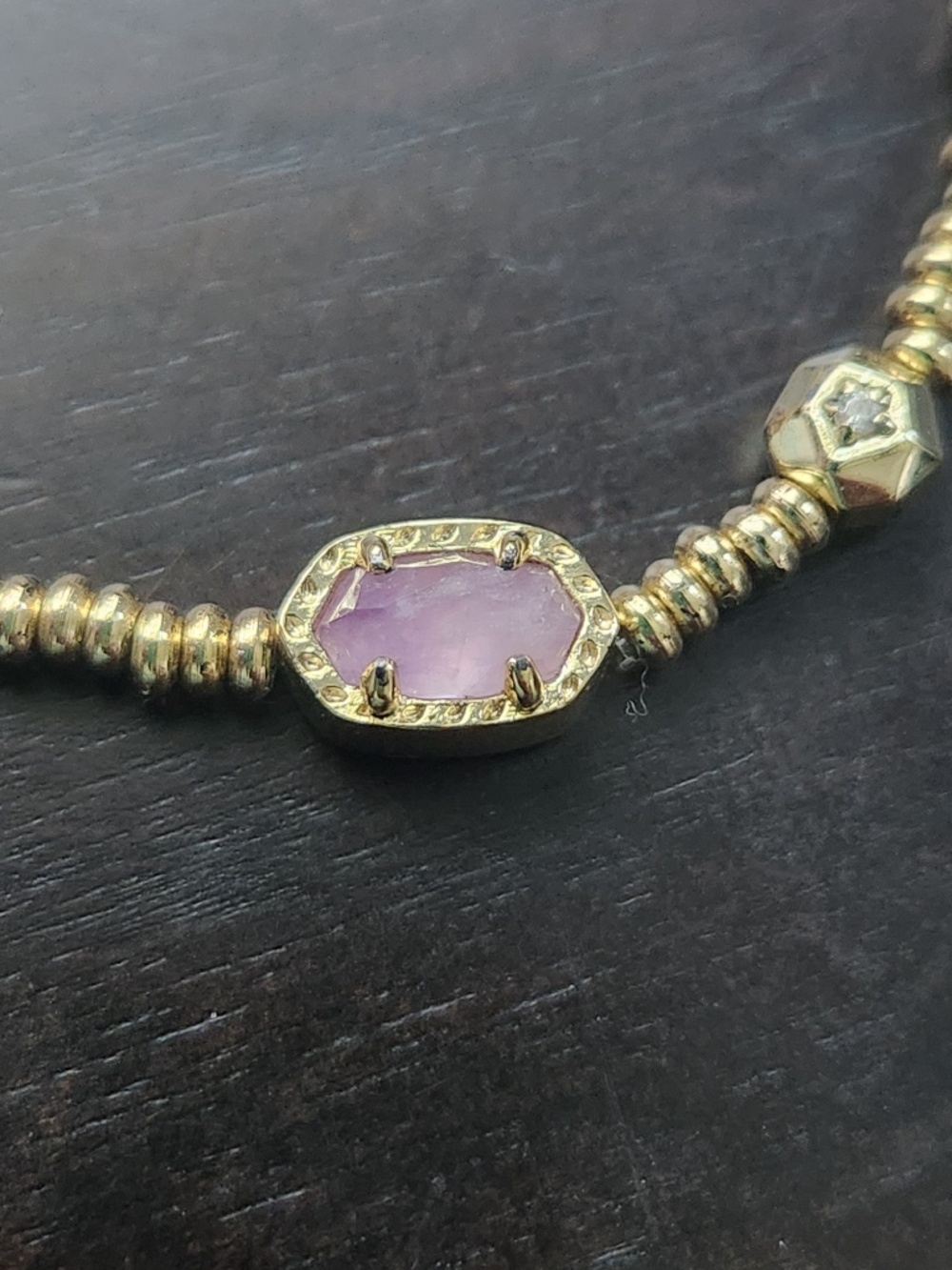 Kendra Scott Emilie stretch bracelet, gold, amethyst, preloved - Picture 5 of 7